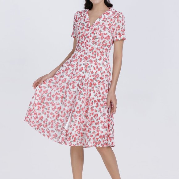 ALANTINO FLORAL PRINT COTTON SHIRT DRESS - Picture 8 of 10